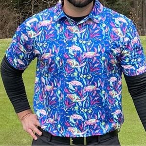 Proud 90 Golf Polo Shirt Men Size XL Sea Turtles Lightweight